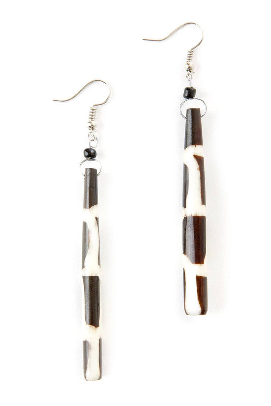 Swahili | AFRICAN MODERN - Kenyan Cow Bone Block Print Earrings