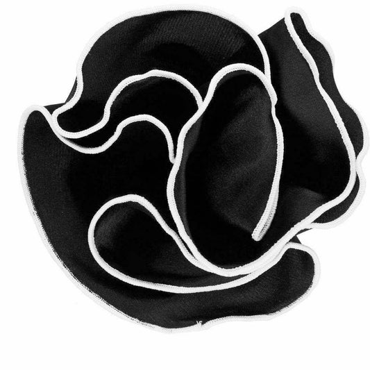 Dubal Brothers - Vittorio Farina Round Pocket Square with Embroidered Piping Var. 01 by Classy Cufflinks: Black/White (026)
