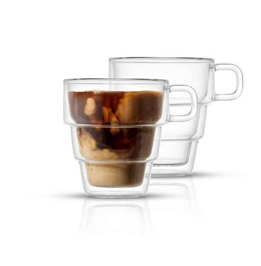 JoyJolt - Pila Double Wall Coffee Glasses, 10 Oz, Set of 2: Borosilicate Glassware