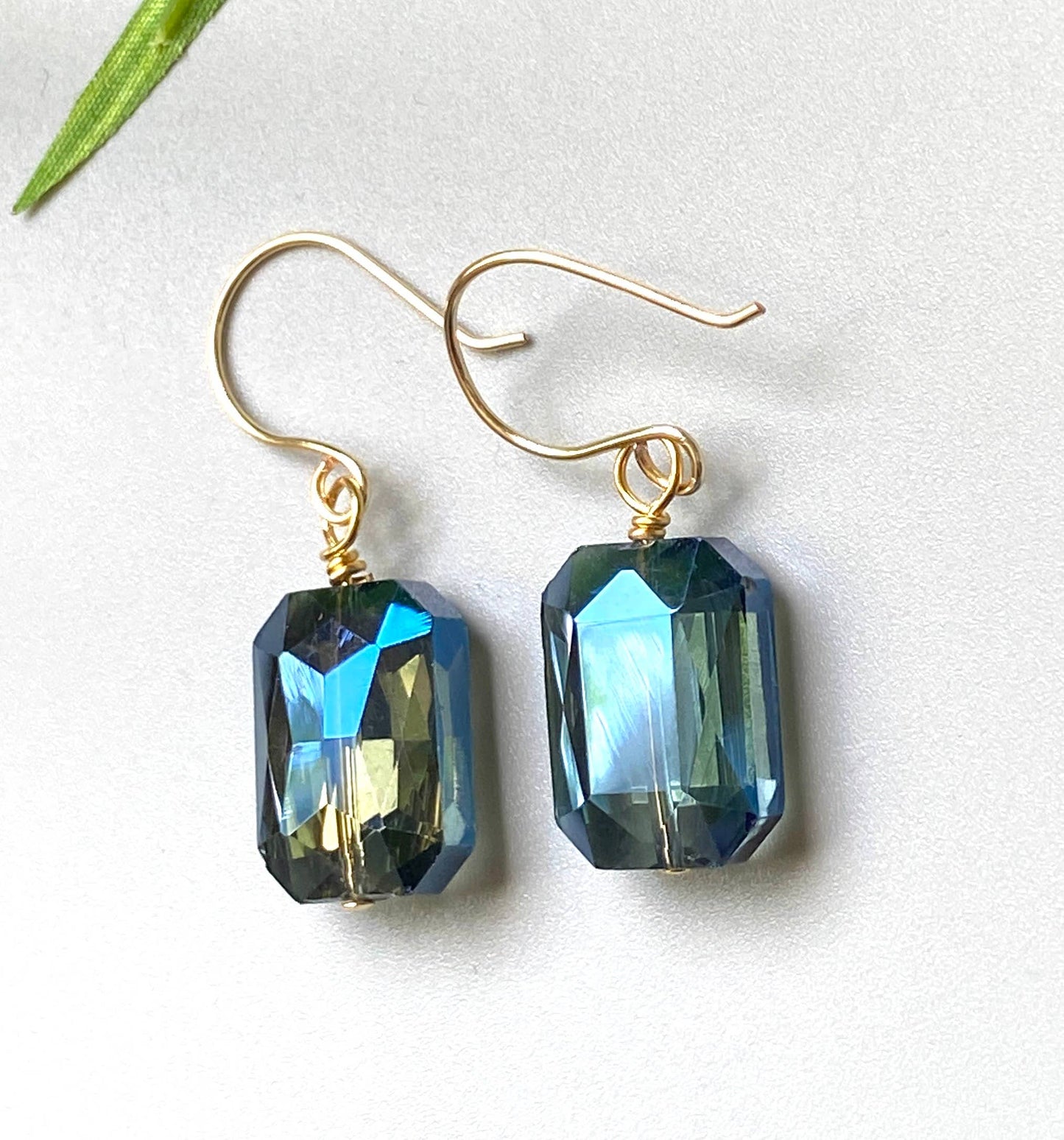 Marble Designs Jewelry - Blue Crystal Earrings Gold Elegant Drops: Blue / Silver