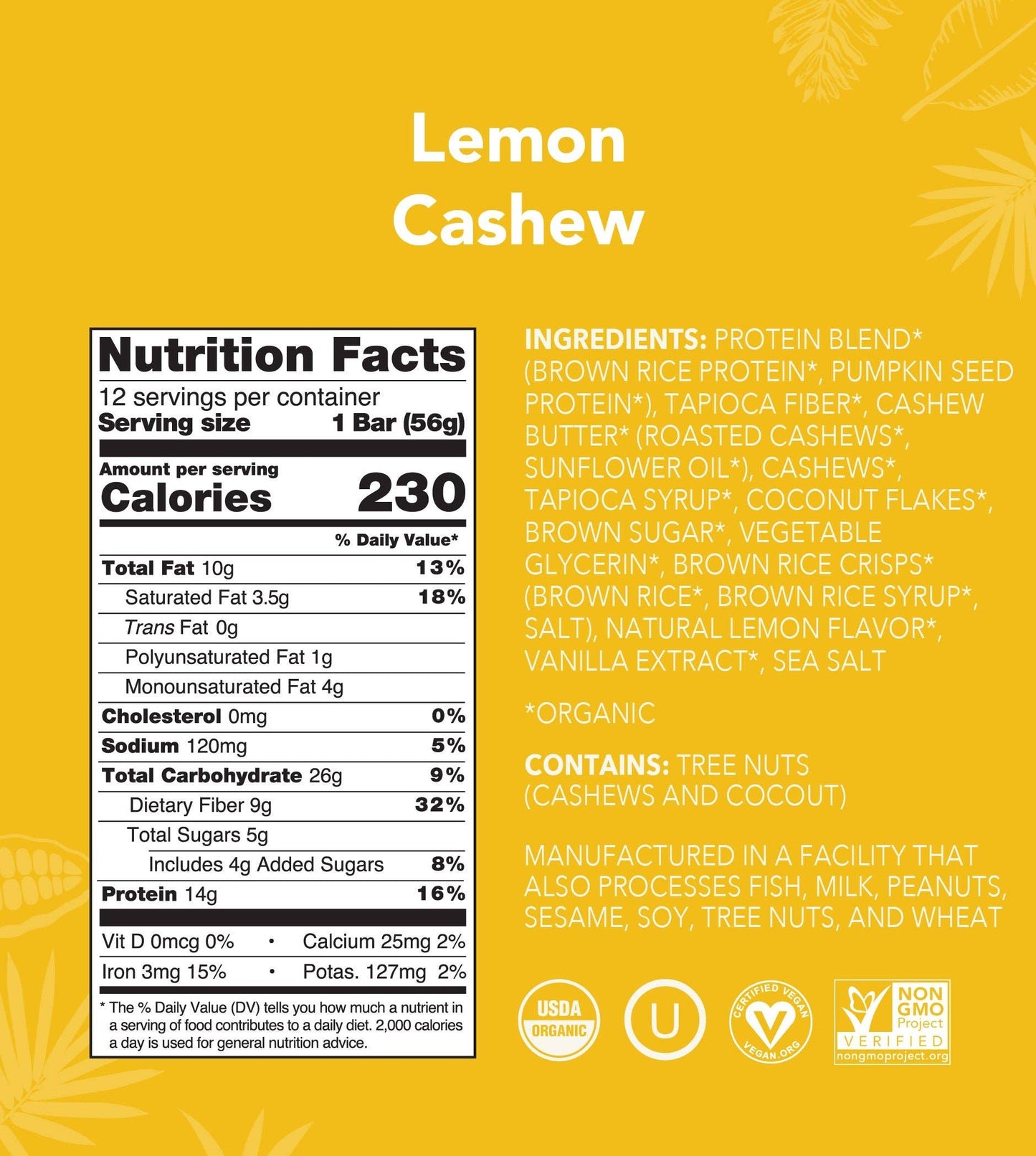 Aloha - Lemon Cashew Protein Bar: 12 Bar Box