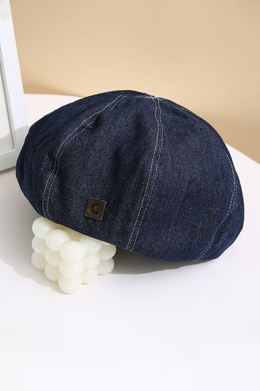 ACCITY - DENIM  FASHION BERET CAP_CWAH0484: NAVY / (OS) 2