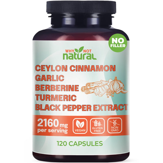 WhyNotNatural - 5-in-1 Organic Ceylon Cinnamon Capsules, Blood Sugar Support