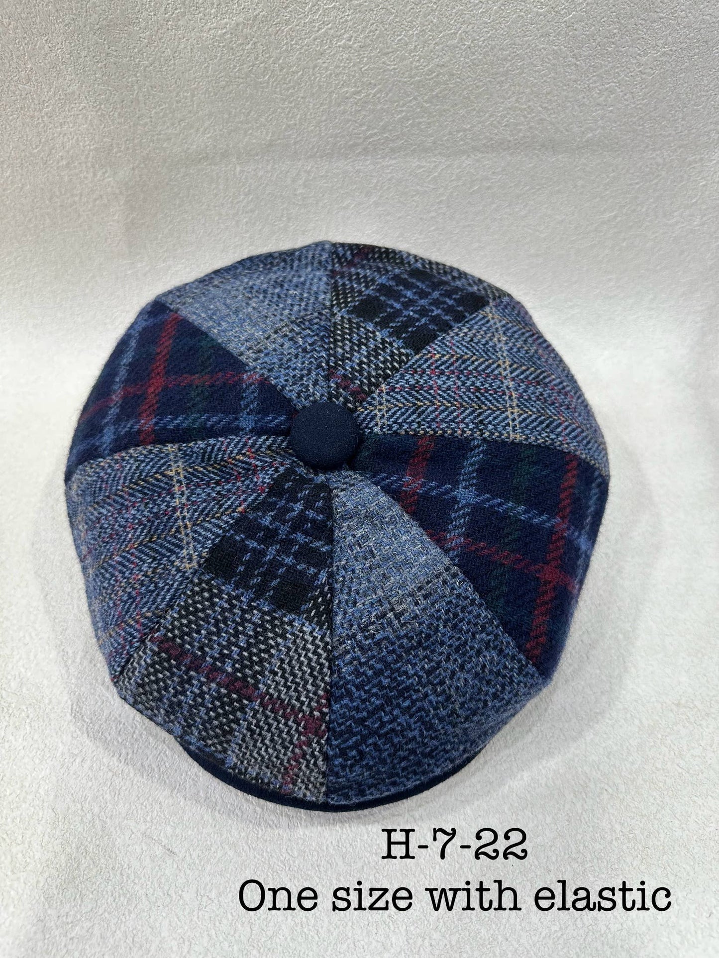 LEXA PLUS - H-7-22 Newsboy cap in blue patchwork tweed