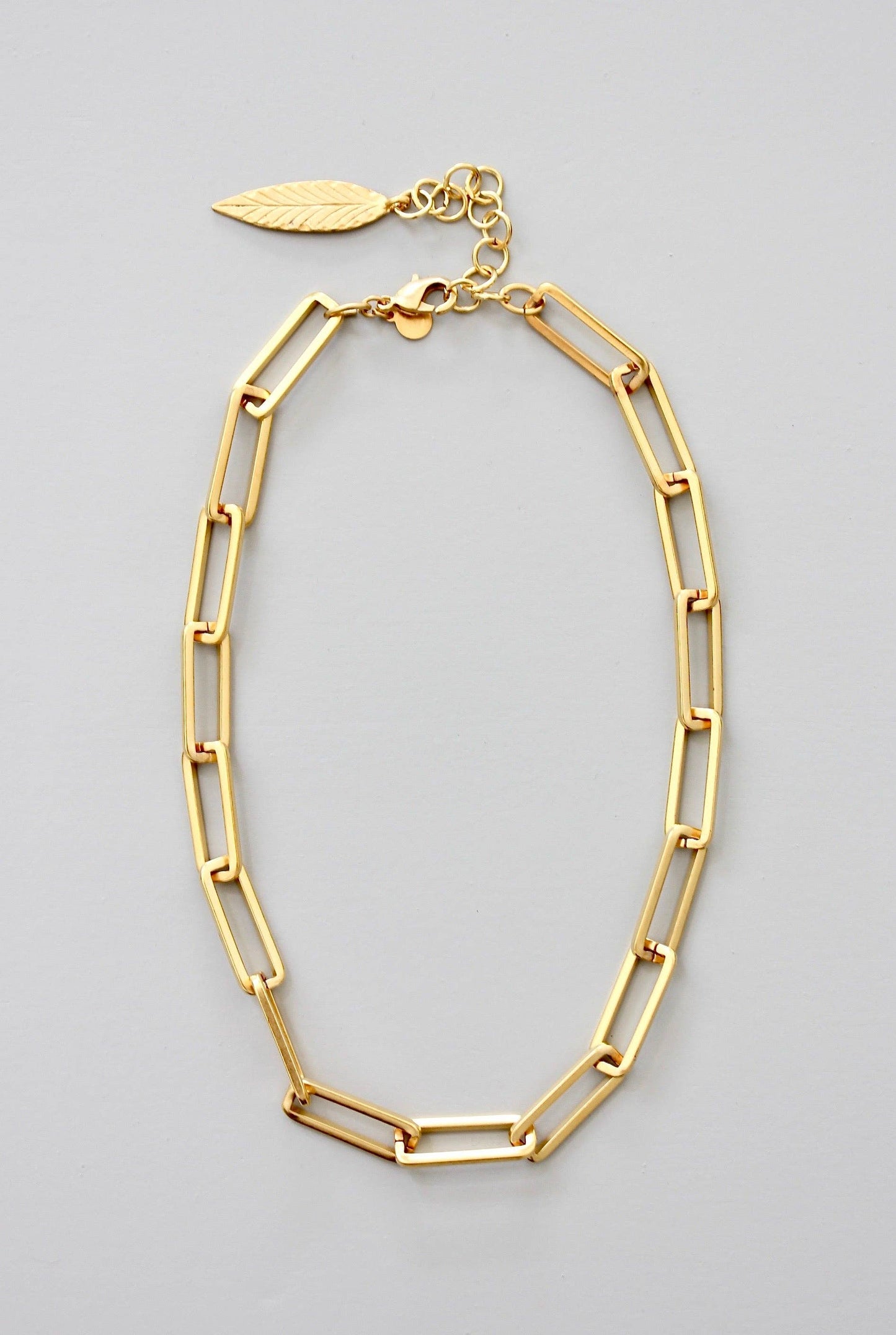 David Aubrey Jewelry - DOR615 18k matte gold paperclip chain necklace