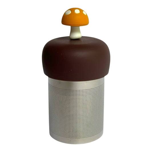 Teany Tiny Kitchen Tea Infuser - Mushroom | Floating Tea Steeper | Brown Base | Yellow: Forest Brown / Goldenrod Yellow Mushroom