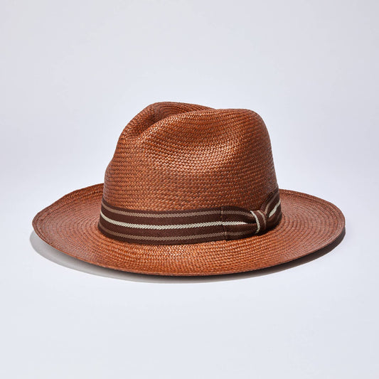 Elegancia Tropical Genuine Panama Hats - Classic Caramel Panama Hat - Handmade Straw Summer Hat: Medium