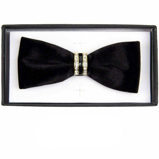 Dubal Brothers - Vittorio Farina Velvet Bow Tie by Classy Cufflinks: Black (VB 001) / One Size