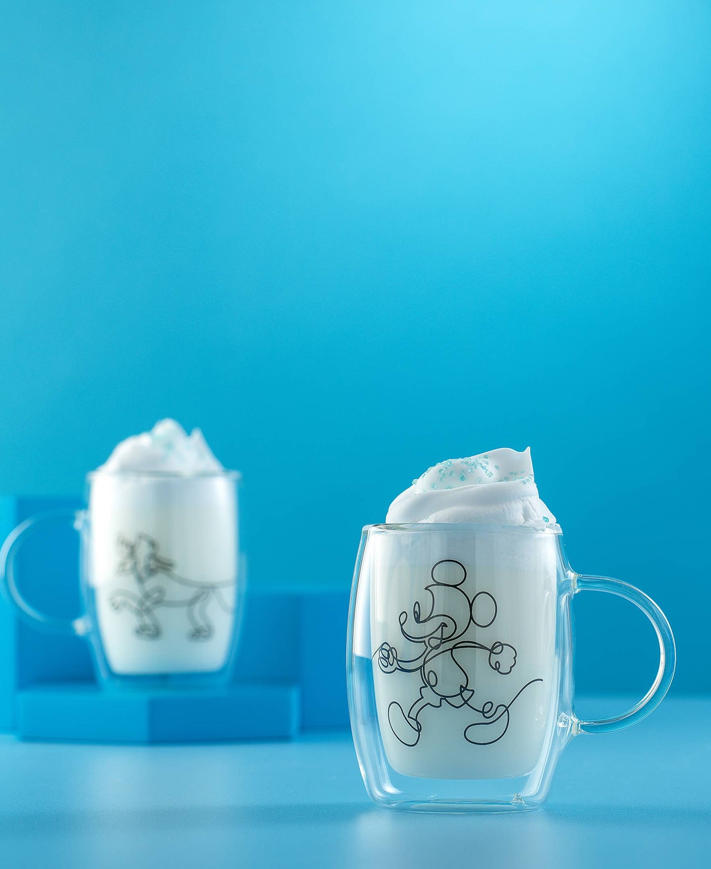 JoyJolt - Disney Mickey and Pluto Double Wall Coffee Mugs- Set of 2: 13.5 oz
