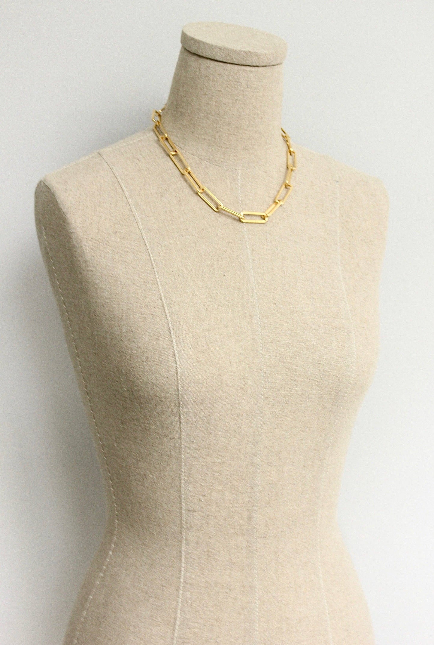 David Aubrey Jewelry - DOR615 18k matte gold paperclip chain necklace