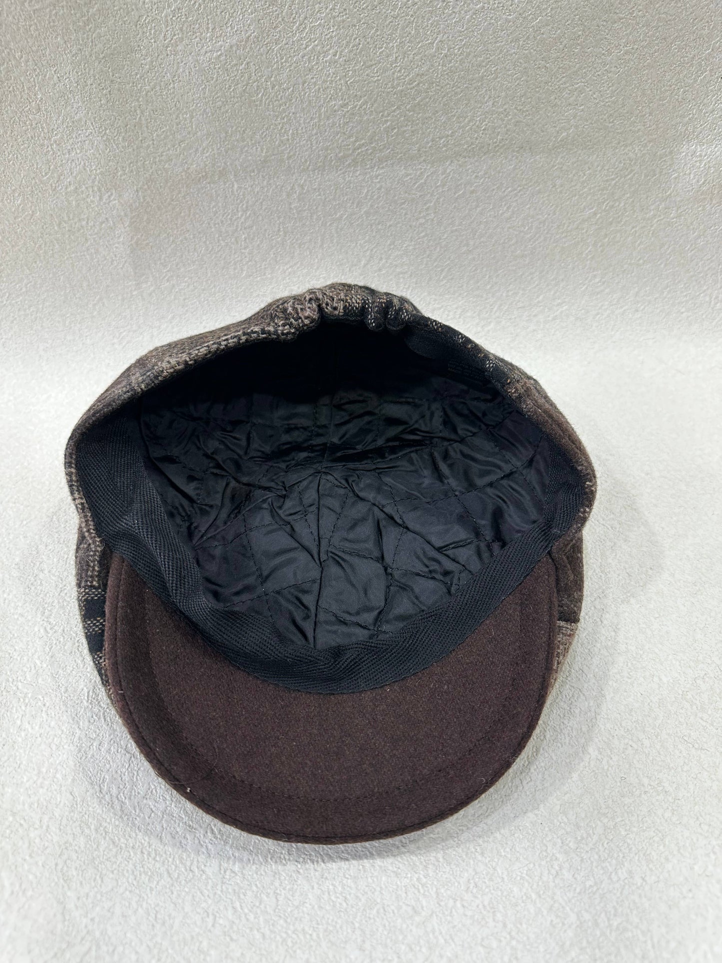 LEXA PLUS - H-12-1 Brown patchwork tweed flat cap