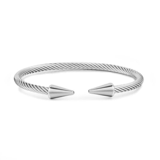 Mio Queena - Stainless Steel Adjustable Nail Bangle: Steel color