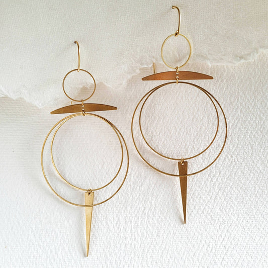 Bisjoux - Brass hoops big light chandelier earrings handmade solstice