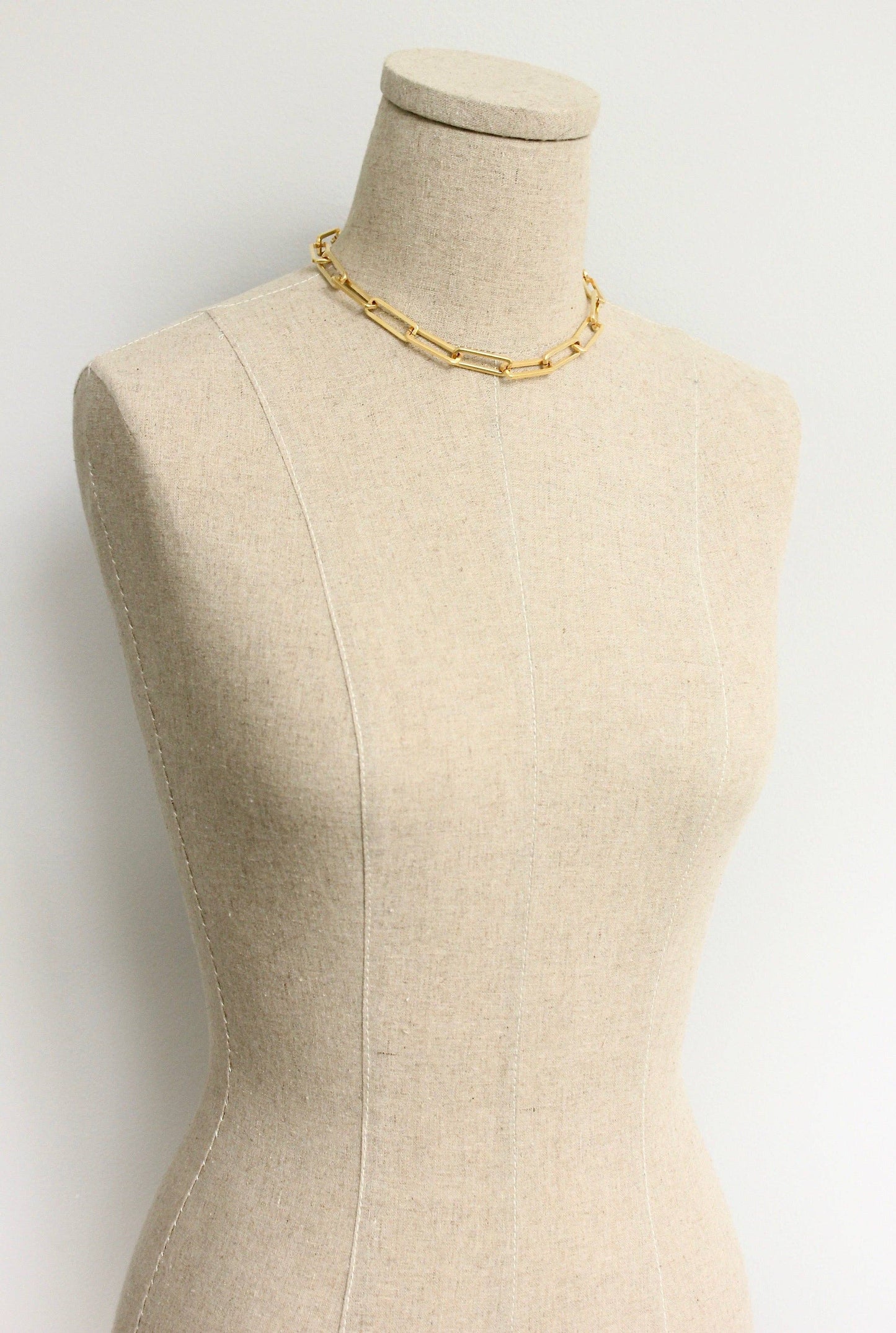 David Aubrey Jewelry - DOR615 18k matte gold paperclip chain necklace