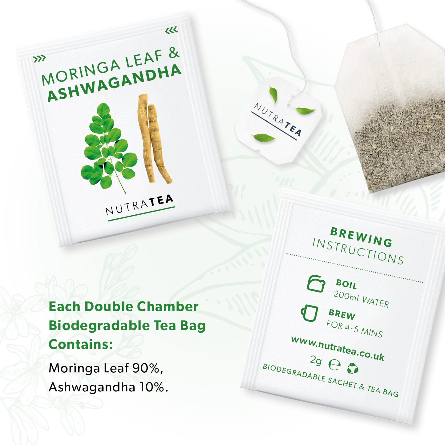NutraTea - Moringa Leaf & Ashwagandha Herbal Tea