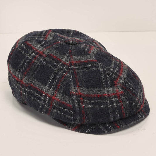 Ron Tomson - Men's Newsboy Cap Black Grey Rush Mat Plaid: BLACK GREY RUSH MAT PLAID NEWSBOY CAP