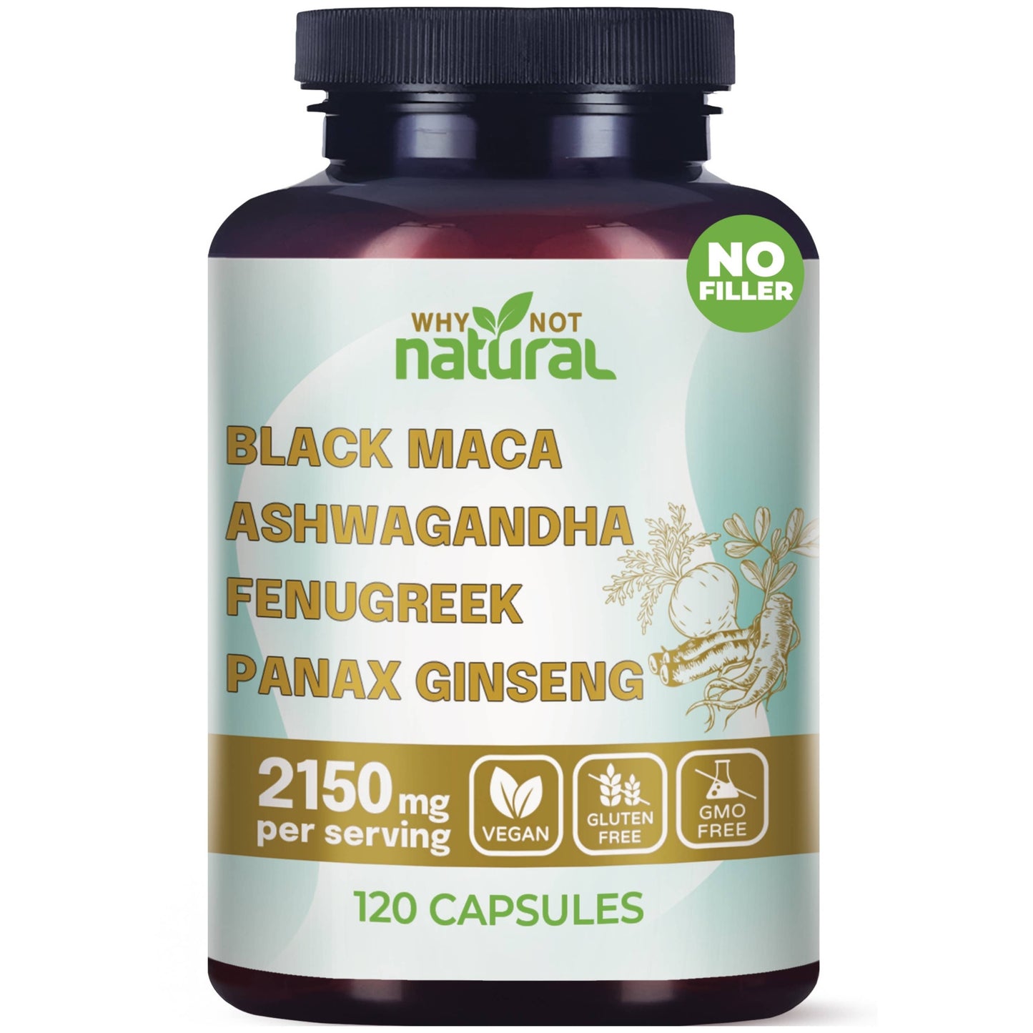 WhyNotNatural - 4-in-1 Organic Black Maca Root, Supplement for Men and Women