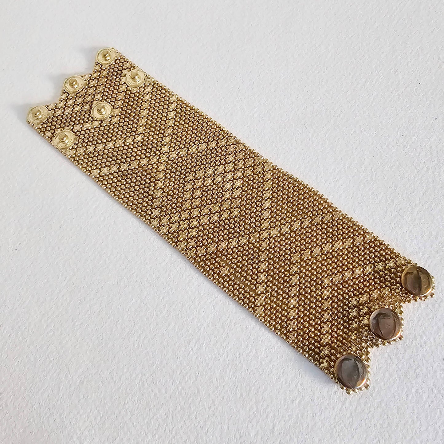 Bisjoux - Brass mesh woven beaded bracelet 3 styles handmade: Large