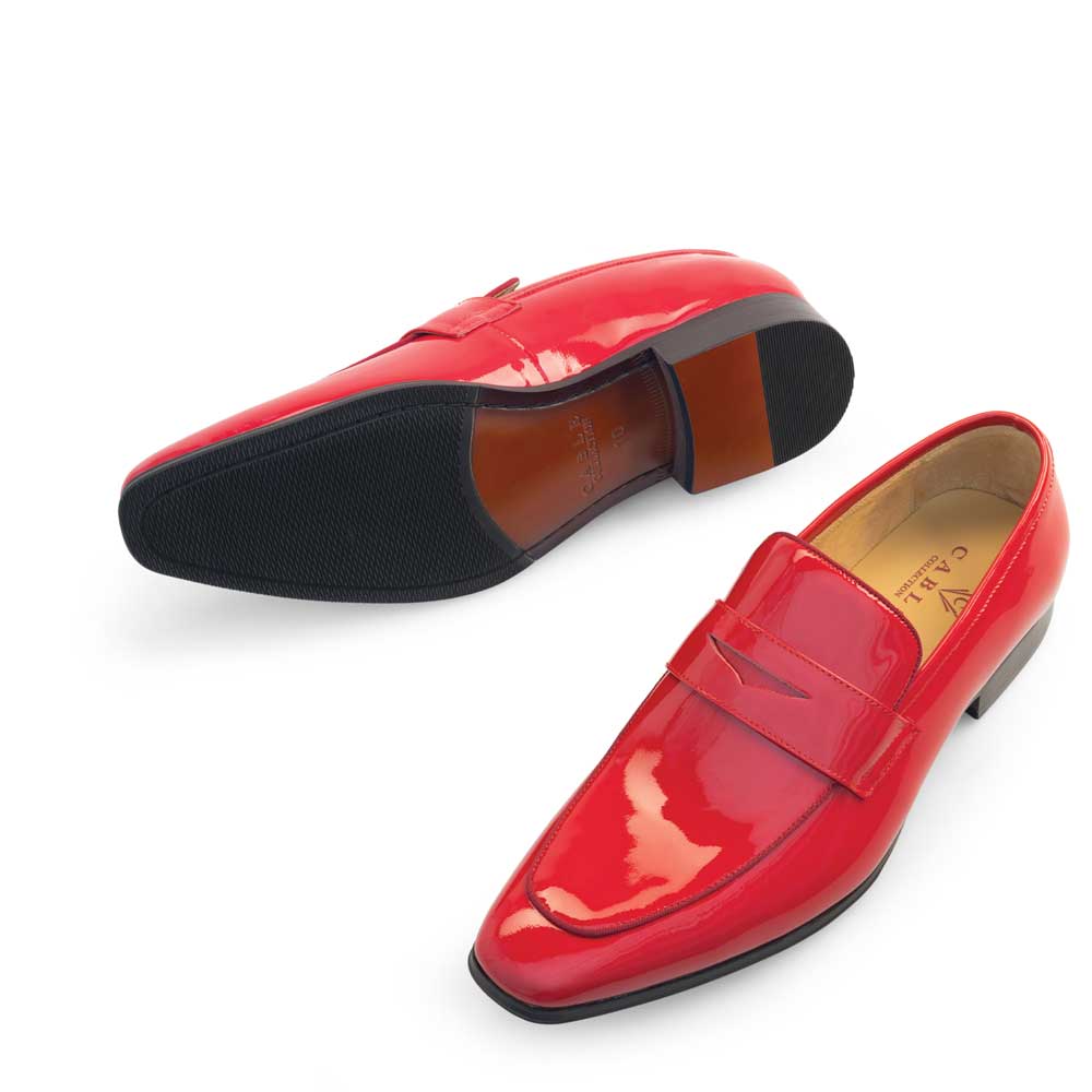 Cable & Co Shoe Red Patent Leather Penny Loafer Slip on