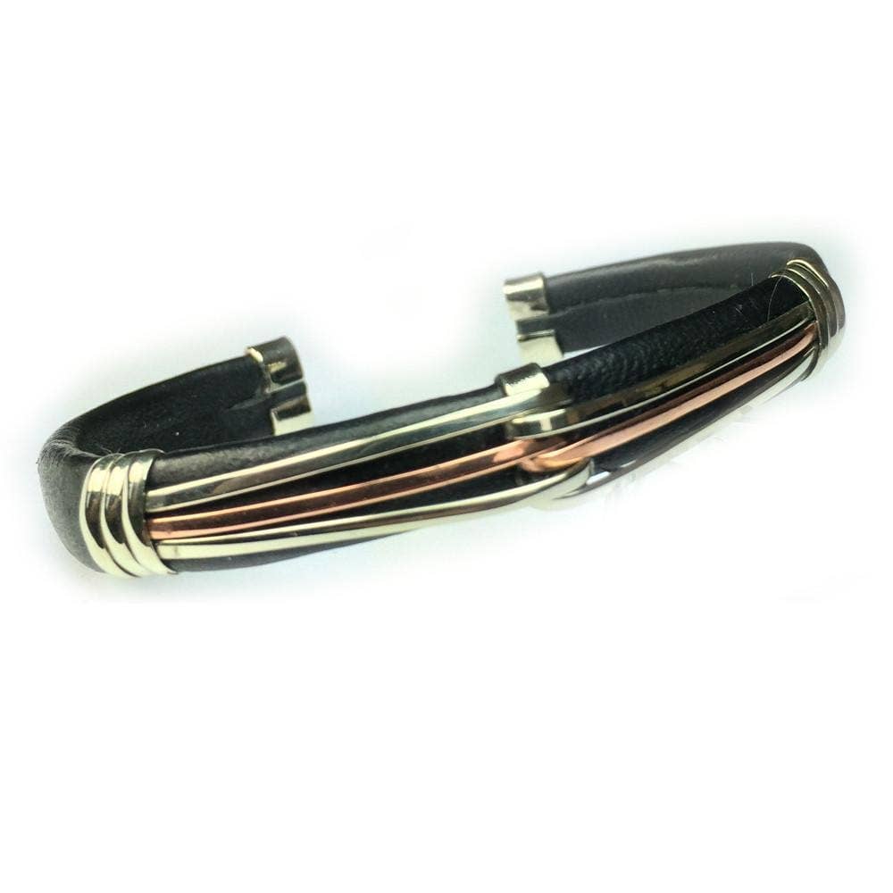 HPSilver, LLC - BR.ULB.0137 - Unique Leather Bracelet, Black