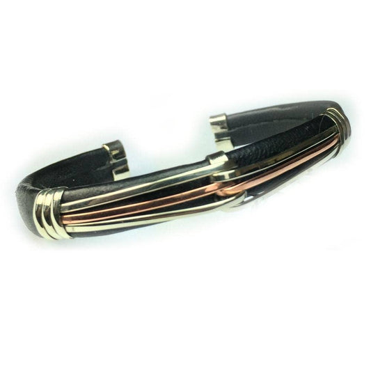 HPSilver, LLC - BR.ULB.0137 - Unique Leather Bracelet, Black