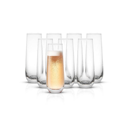 JoyJolt - Milo Champagne Glasses 9.4 oz, Set of 8: Lead-Free Crystal