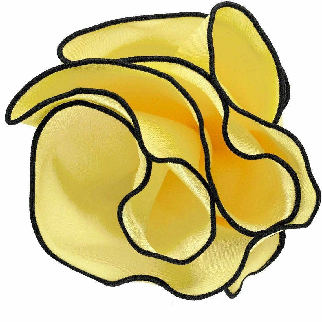 Dubal Brothers - Vittorio Farina Round Pocket Square with Embroidered Piping Var. 01 by Classy Cufflinks: Gold/Black (022)