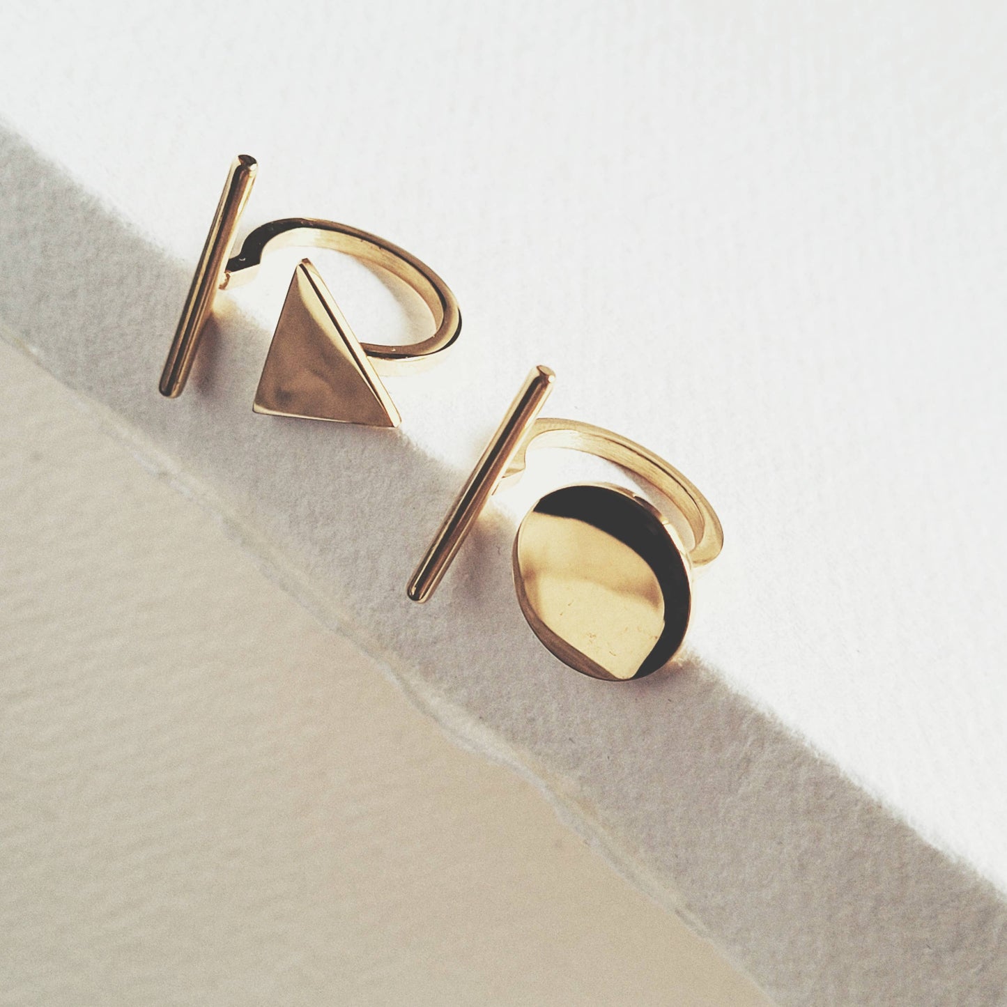 Bisjoux - 18k gold plated triangle circle geometric ring: Triangle
