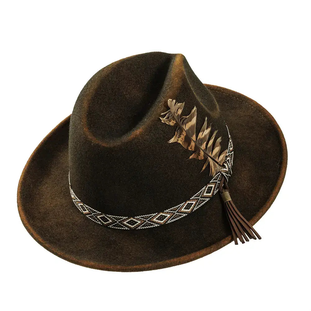 American Hat Makers - Crushable Wool Felt Fedora Hat- Style Backroads: Rust / MD