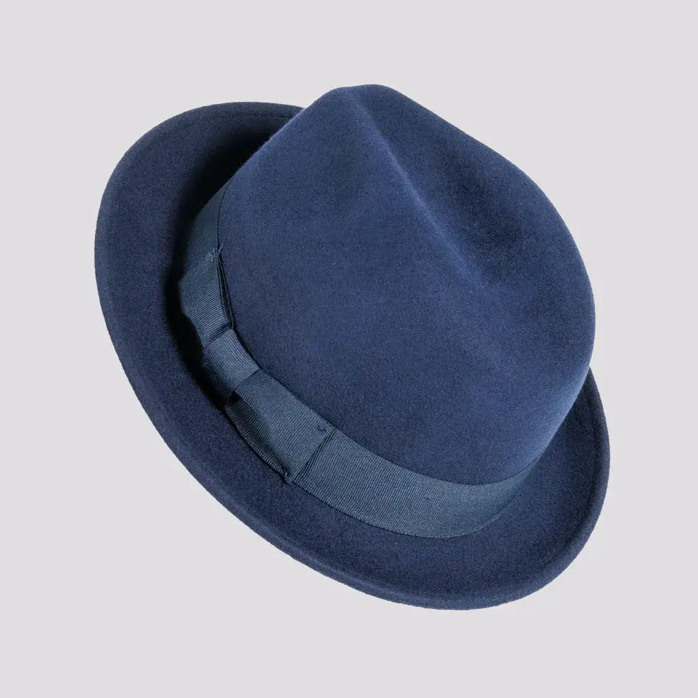 American Hat Makers - Crushable Wool Felt Pinch Front Hat - Style Pablo: Navy / LG