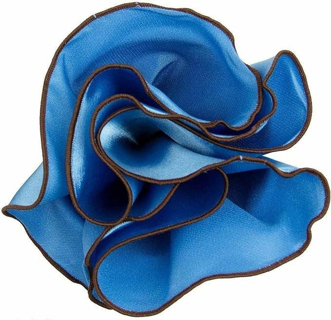 Dubal Brothers - Vittorio Farina Round Satin Pocket Square with Embroidered Piping: Black and Red