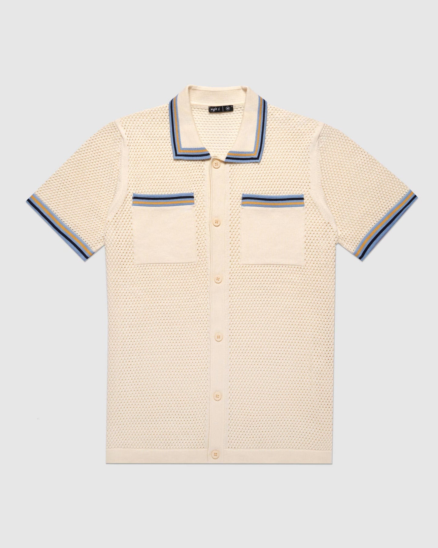 EIGHT X - The Sundae Short Sleeve Button Up Shirt - French Vanilla: BEIGE / 2XL