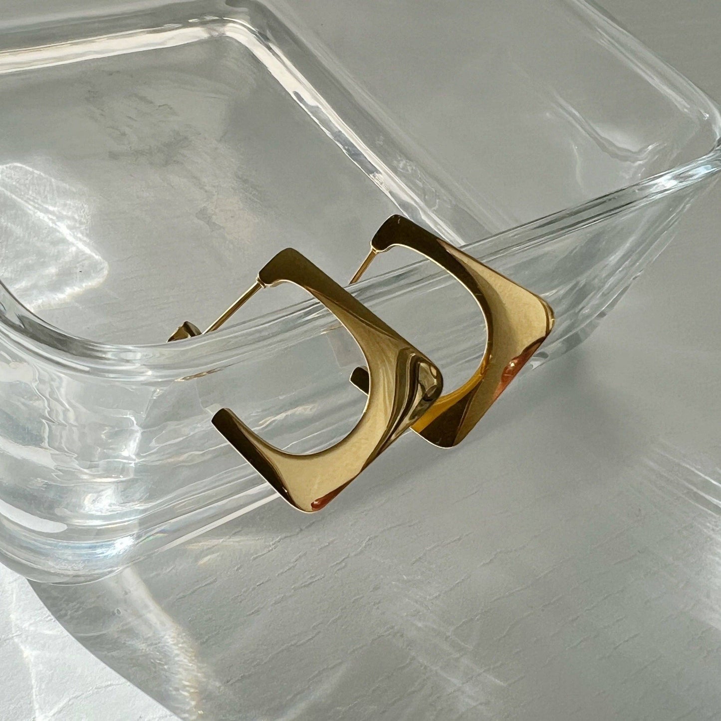 JESSA Jewelry - Lua Gold Plated Stainless Steel Mirror Finish Hoop Earrings