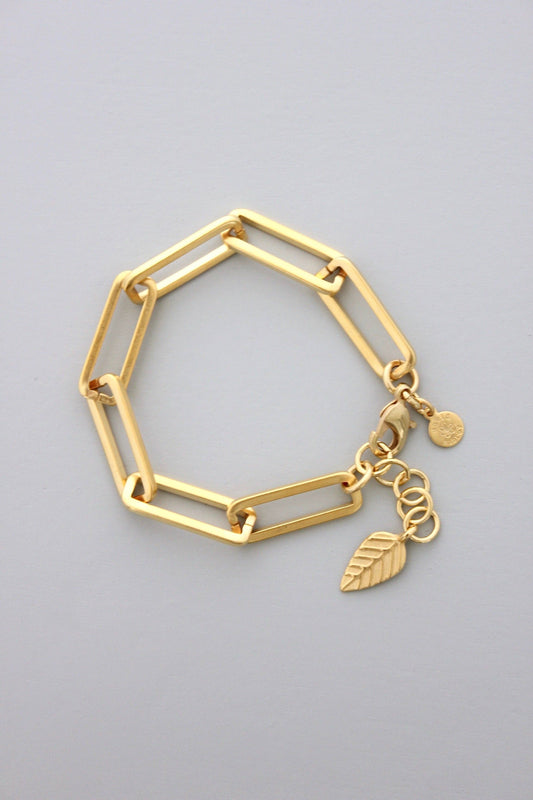 David Aubrey Jewelry - DORB20 18k matte gold paperclip chain bracelet