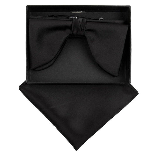 Dubal Brothers - Vittorio Farina Edwardian Bow Tie & Pocket Square by Classy Cufflinks: Black