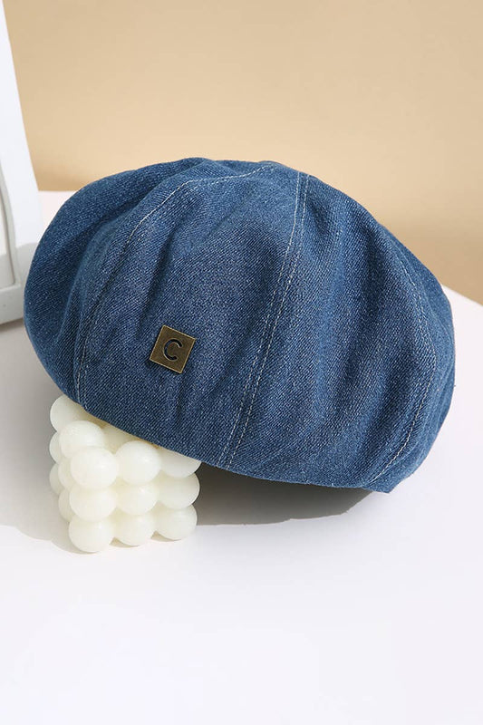 ACCITY - DENIM  FASHION BERET CAP_CWAH0484: BLUE / (OS) 2