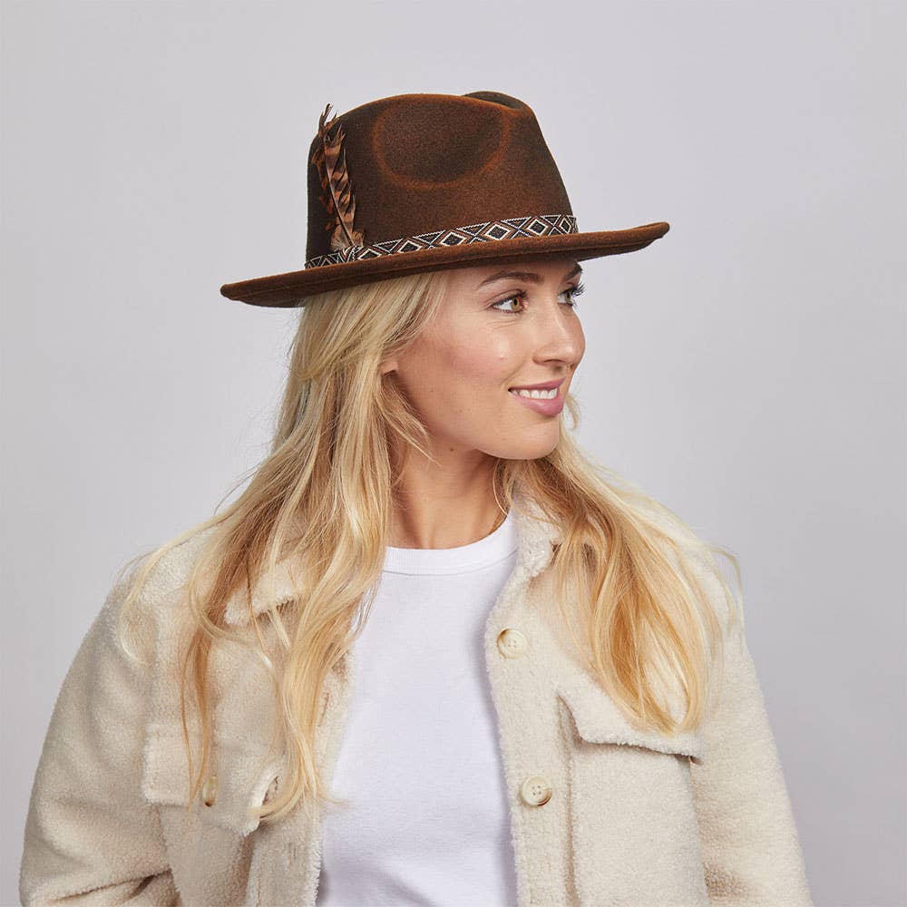 American Hat Makers - Crushable Wool Felt Fedora Hat- Style Backroads: Rust / MD
