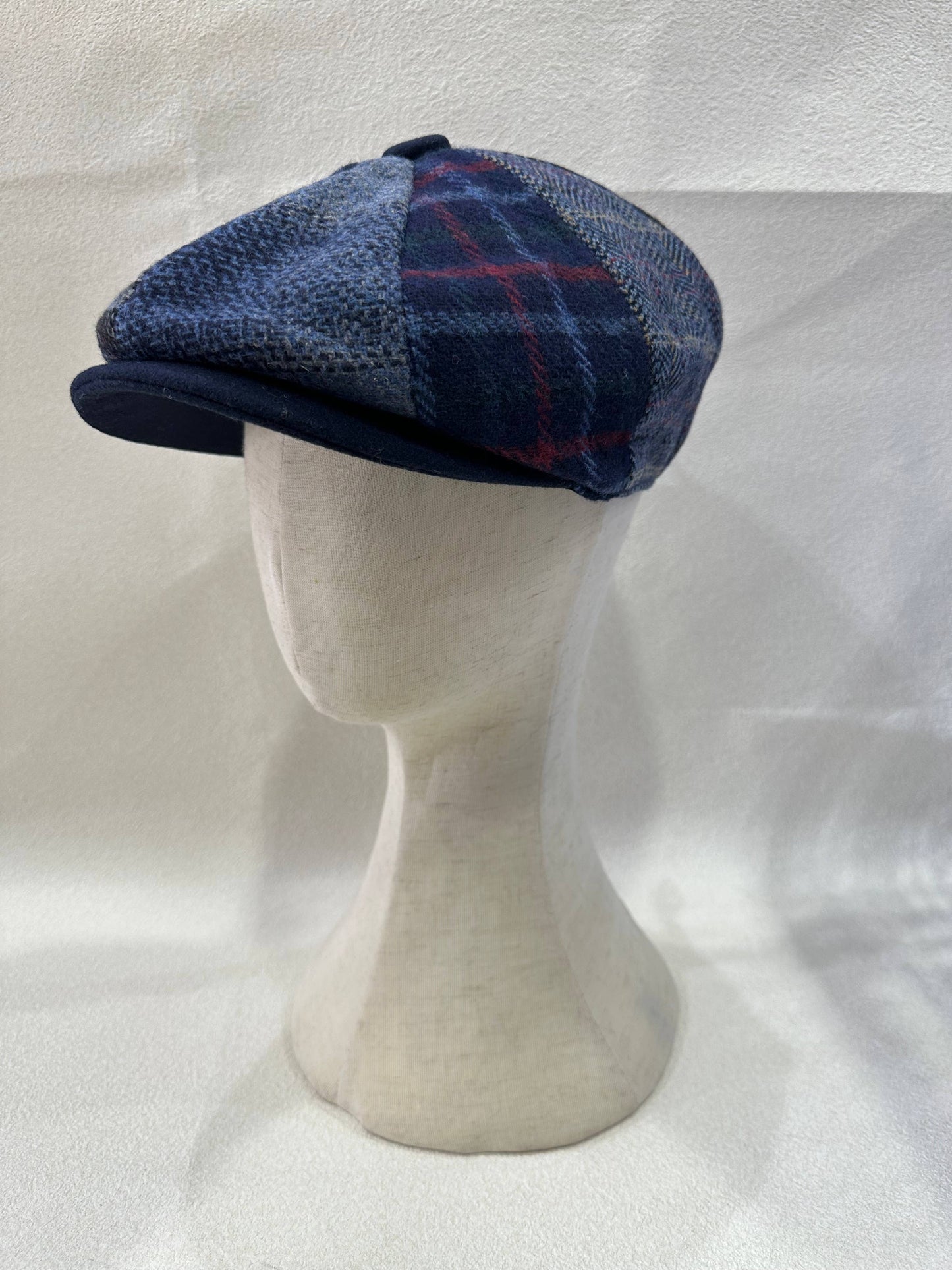 LEXA PLUS - H-7-22 Newsboy cap in blue patchwork tweed