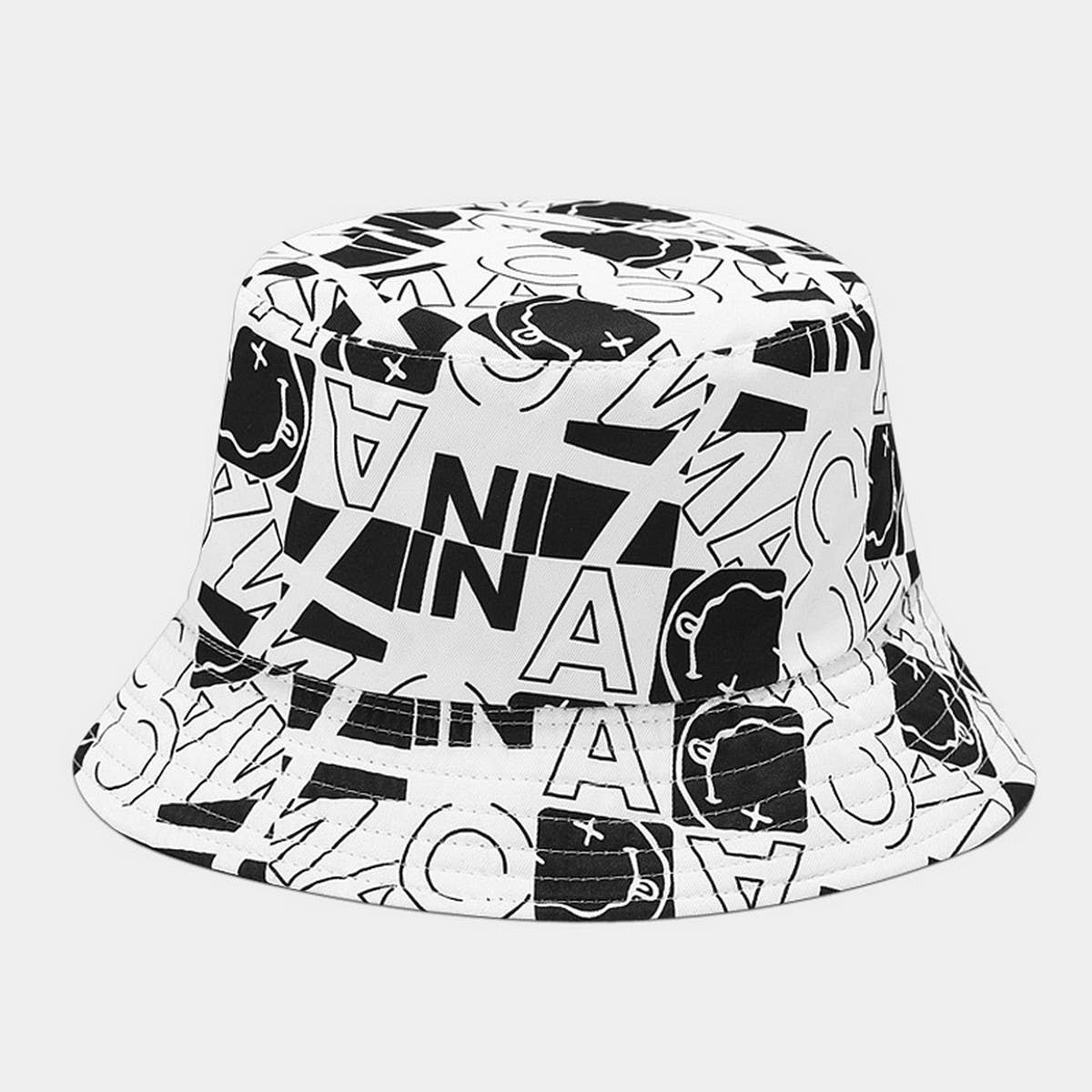 ACCITY - 2024 NEW GRAFFITI DOUBLE-SIDED BUCKET HAT_CWAH1643: Black / (OS) 2