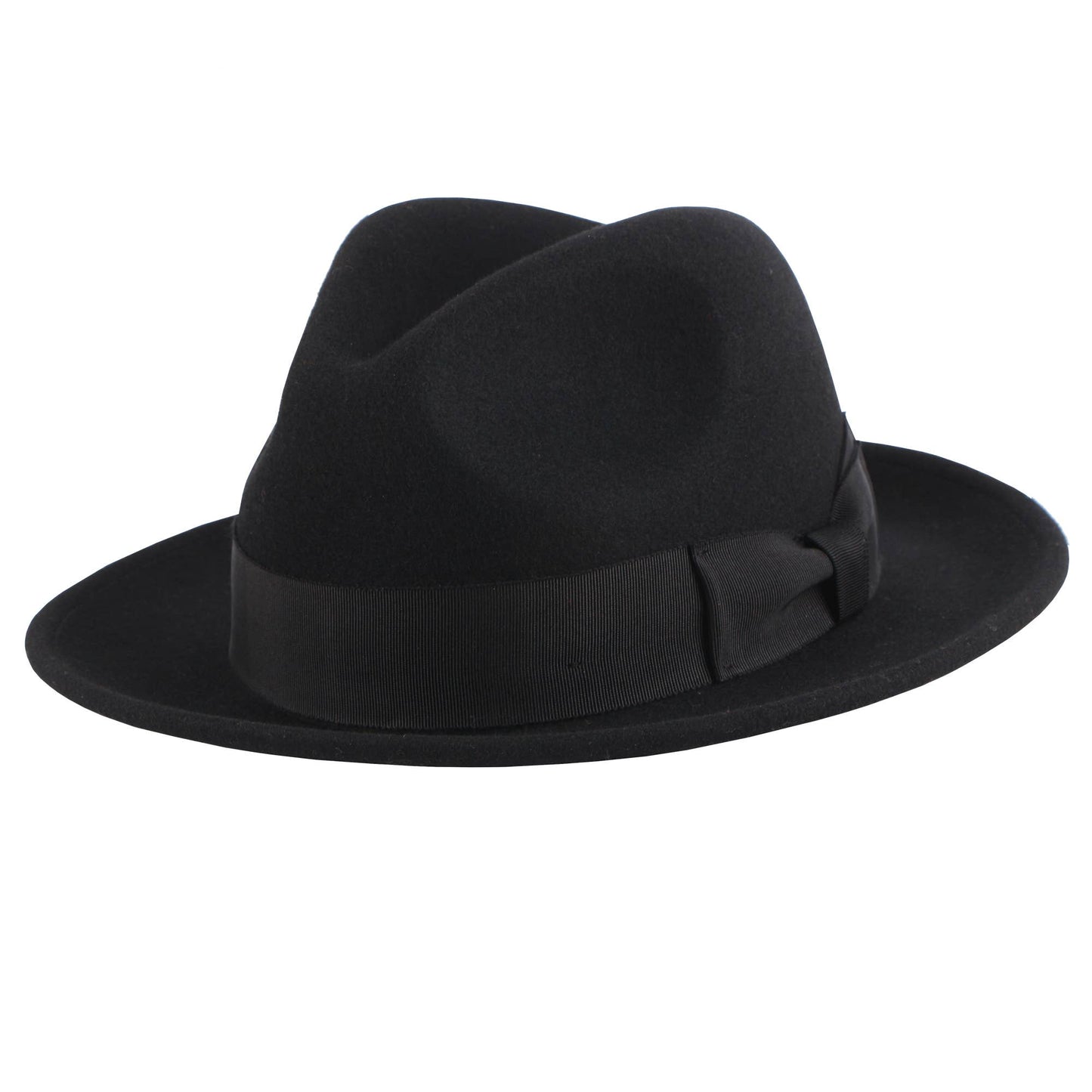 American Hat Makers - Crushable Wool Felt Pinch Front Hat - Style Pablo: Black / LG