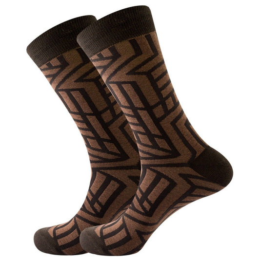 Sock Panda - Brown Geometric Pattern Socks from the Sock Panda (Adult Lar