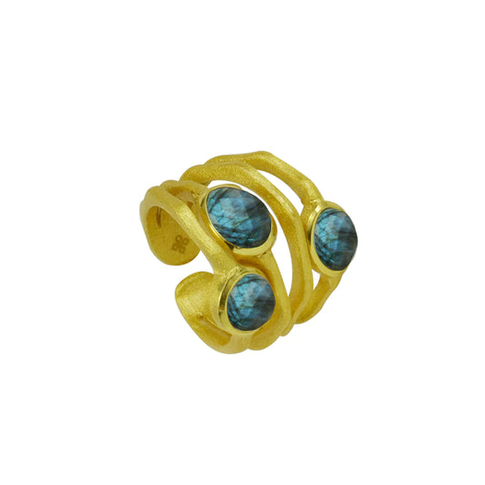 Betty Carre Zamira Labrodite 18kt Gold Blue ish Green Ring