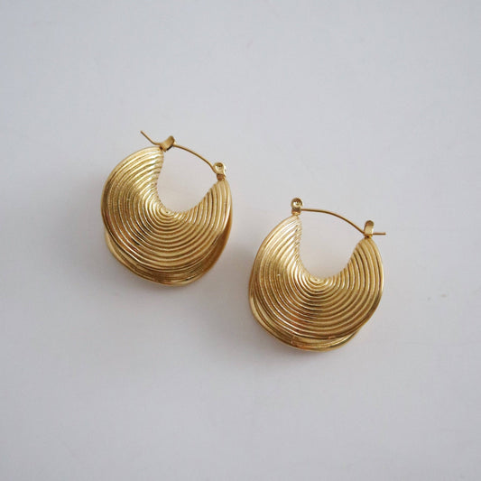 JESSA Jewelry - Devon Folded Hoops | Gold Statement Hoops