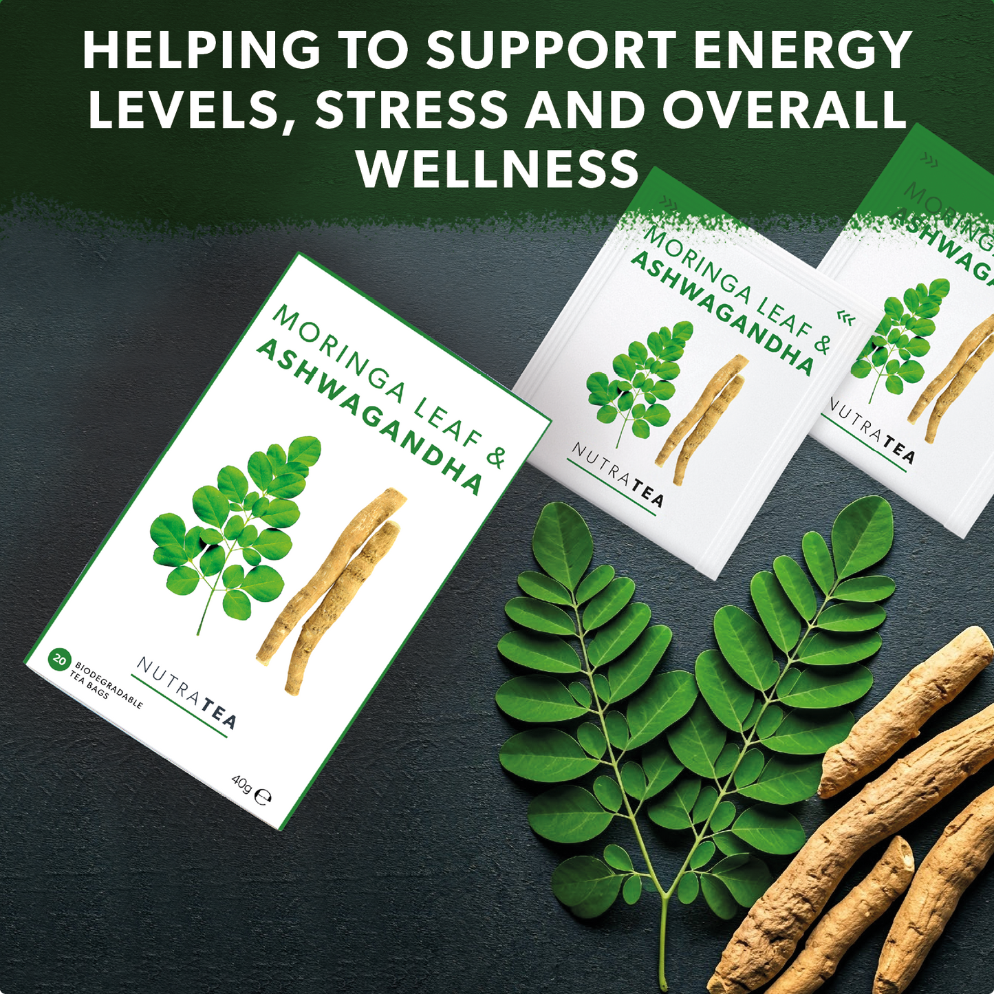 NutraTea - Moringa Leaf & Ashwagandha Herbal Tea