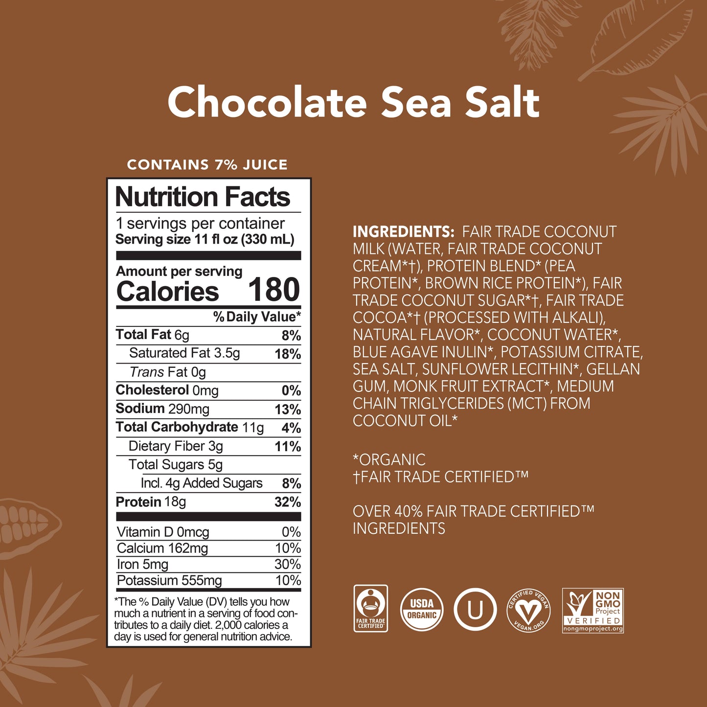 Aloha - 11oz Chocolate Sea Salt Protein Drink (Pack of 12): 12-Bottle Pack