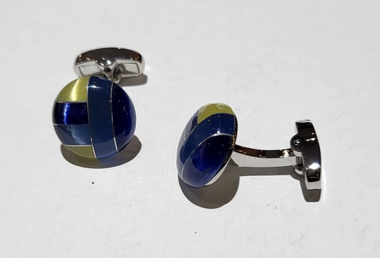 Enzone Cufflinks Blue Yellow Mosaic