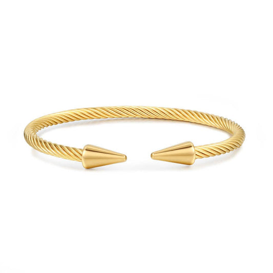 Mio Queena - Stainless Steel Adjustable Nail Bangle: Gold