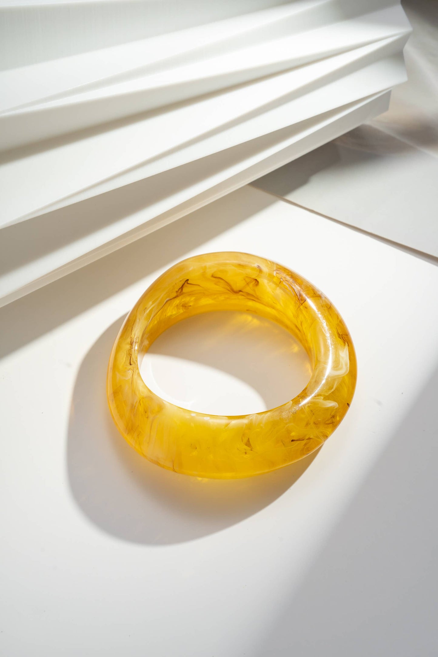 COSMOS - Women's Resin Bangle Bracelets – Mustard Green Brown