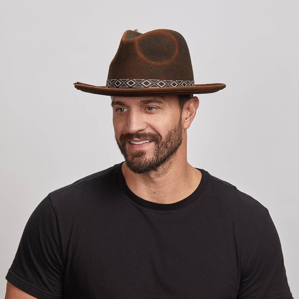 American Hat Makers - Crushable Wool Felt Fedora Hat- Style Backroads: Rust / XL