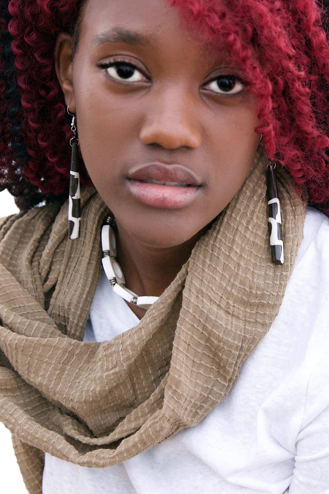 Swahili | AFRICAN MODERN - Kenyan Cow Bone Block Print Earrings